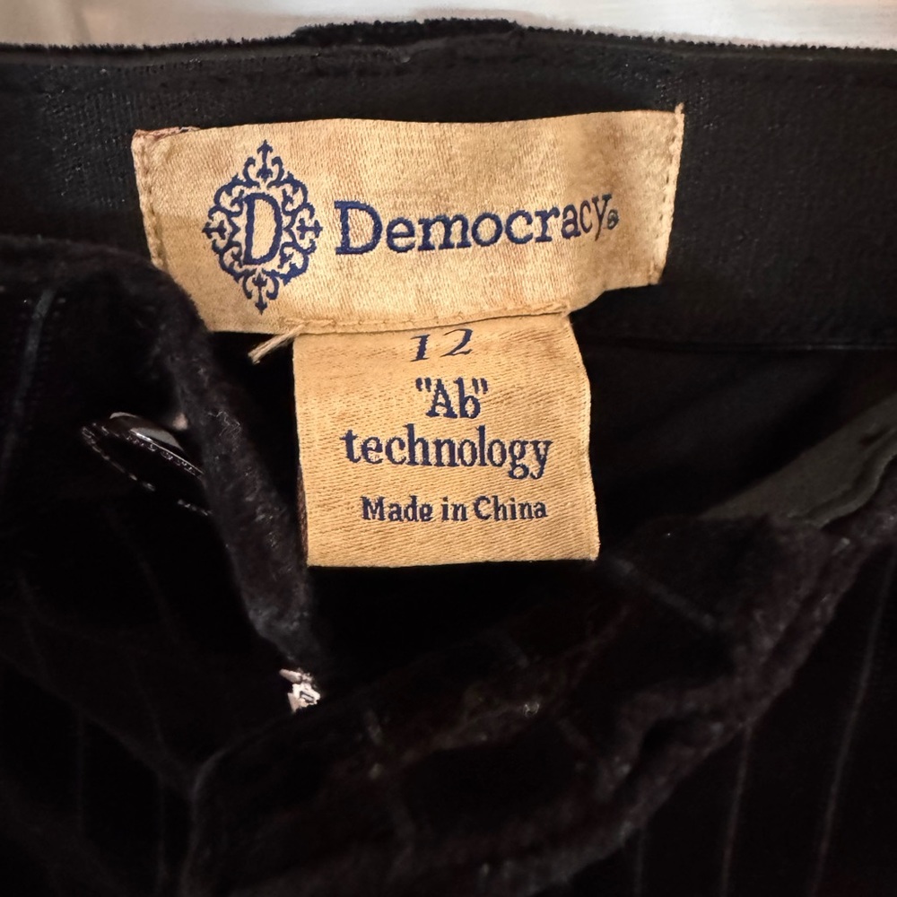Democracy Velvet Striped Pants Black Size 12 - Picture 2 of 3